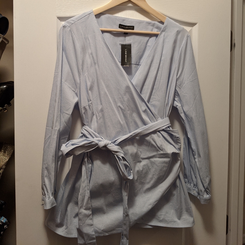 Gingham Wrap Blouse from Lane Bryant NWT